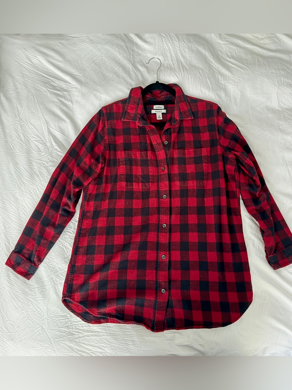 L.L. Bean Red and Black Buffalo Plaid Button-Down Shirt